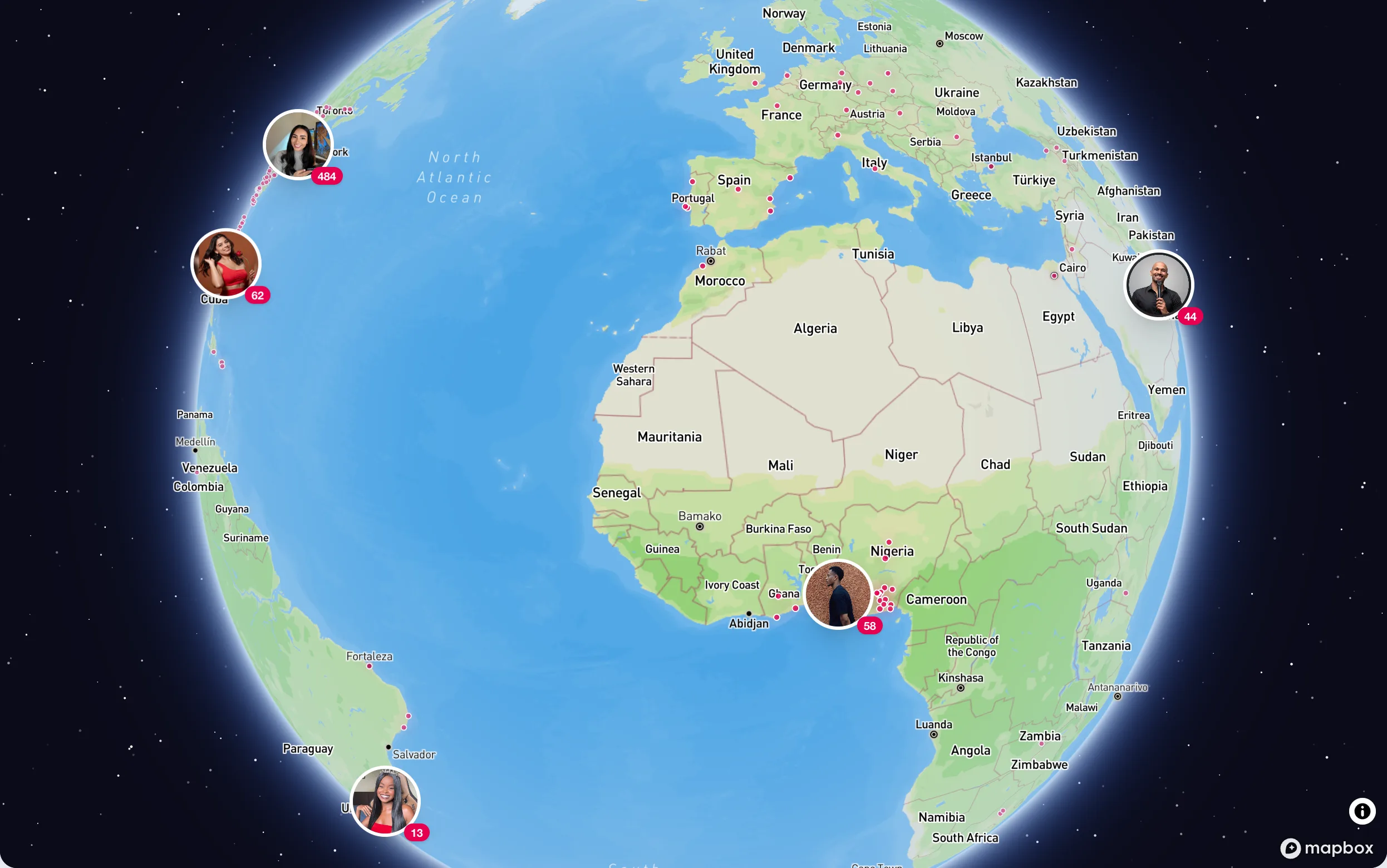 Globe showing where Elev8or creators are based